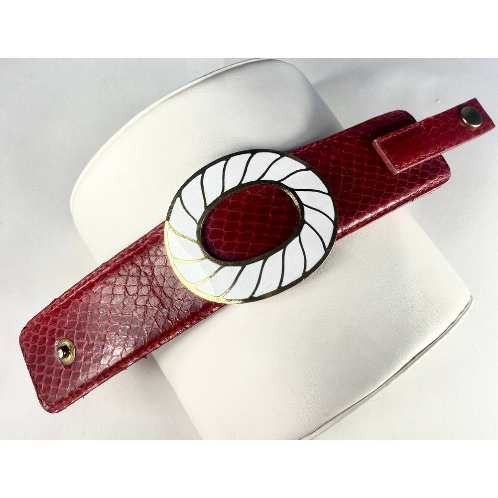 French Enamel Pendant, Leather Band Bracelet